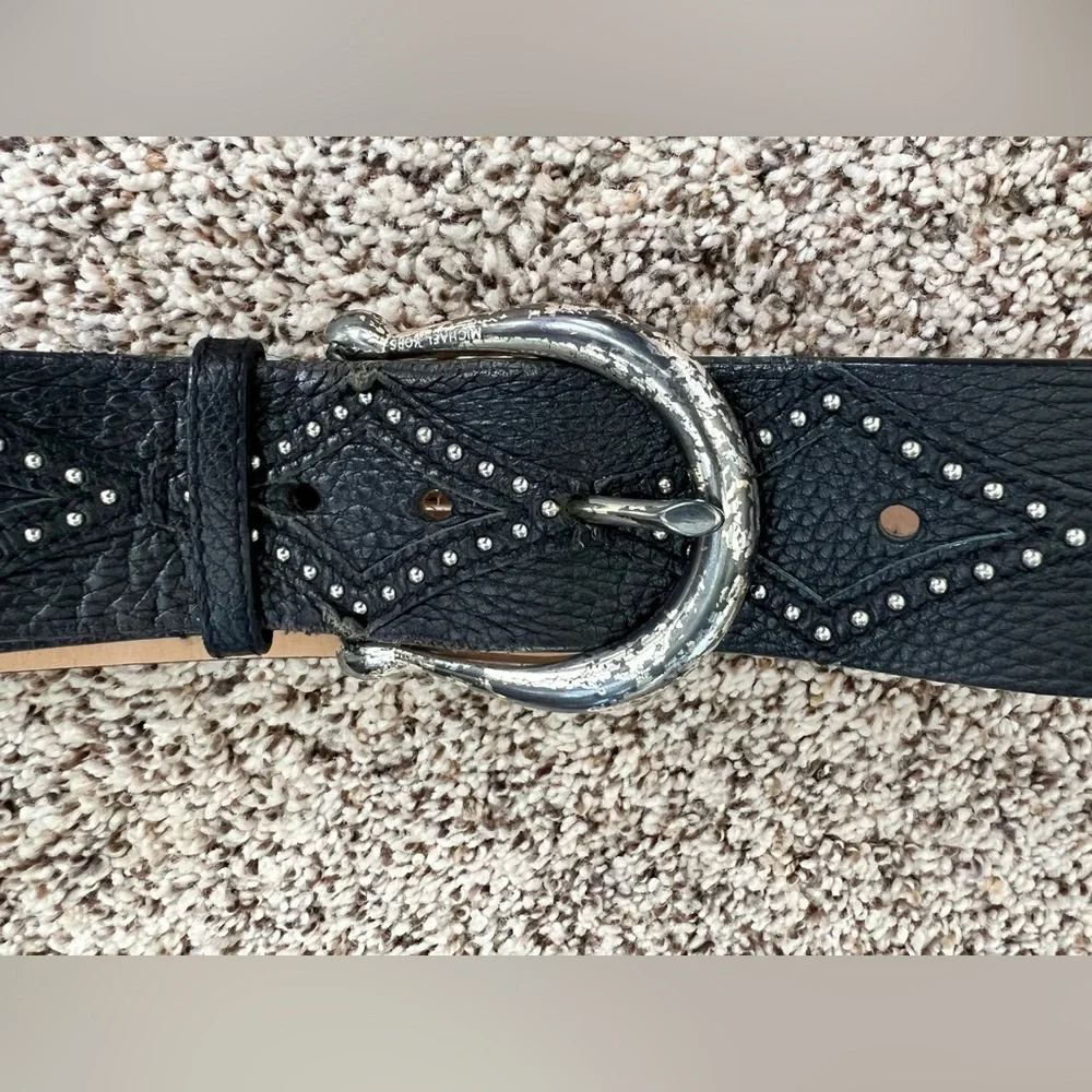 Michael Kors Distressed Leather Studded Western Belt Size Small